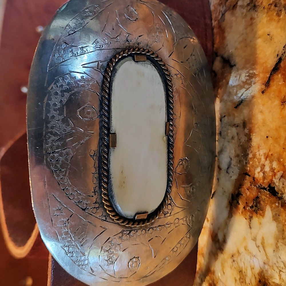 Chico's Brown Leather Belt with Silver-Tone Conchos - Picture 7 of 14